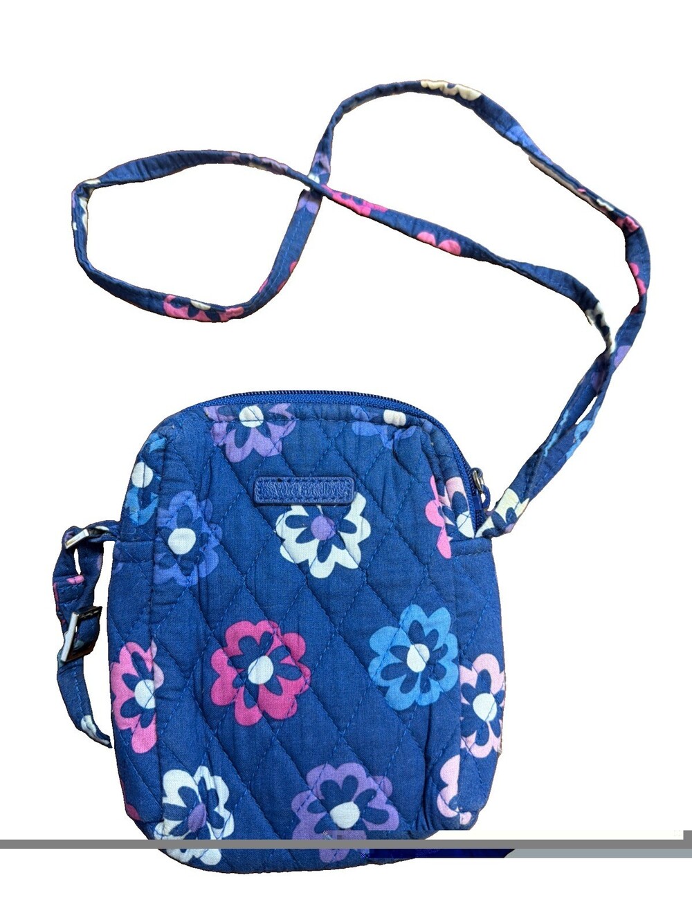 Vera Bradley Crossbody Bag Women's Blue Floral Quilted Organizer Travel Purse